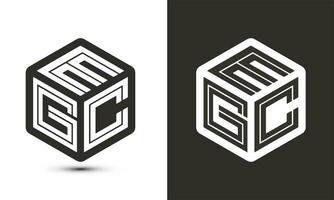 egc lettre logo conception avec illustrateur cube logo, vecteur logo moderne alphabet Police de caractère chevauchement style.