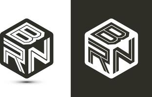 brn lettre logo conception avec illustrateur cube logo, vecteur logo moderne alphabet Police de caractère chevauchement style.