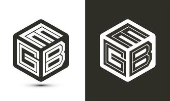 egb lettre logo conception avec illustrateur cube logo, vecteur logo moderne alphabet Police de caractère chevauchement style.