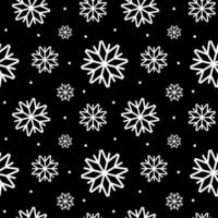 Noël sans couture modèle avec flocons de neige. noir et blanc Nouveau année vecteur illustration. vacances hiver foncé Contexte.