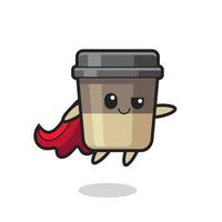 le personnage de super-héros mignon de tasse de café vole vecteur