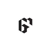 gf géométrique et futuriste concept haute qualité logo conception vecteur