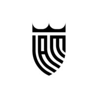 un m couronne bouclier initiale luxe et Royal logo concept vecteur