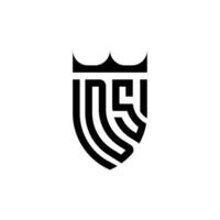 ds couronne bouclier initiale luxe et Royal logo concept vecteur