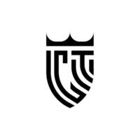 ct couronne bouclier initiale luxe et Royal logo concept vecteur
