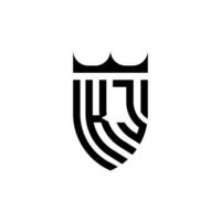 kj couronne bouclier initiale luxe et Royal logo concept vecteur