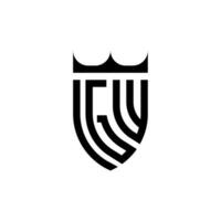 gw couronne bouclier initiale luxe et Royal logo concept vecteur