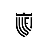 vf couronne bouclier initiale luxe et Royal logo concept vecteur