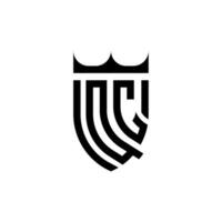 QC couronne bouclier initiale luxe et Royal logo concept vecteur