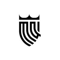 mq couronne bouclier initiale luxe et Royal logo concept vecteur