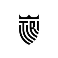 tr couronne bouclier initiale luxe et Royal logo concept vecteur