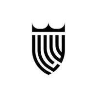 lw couronne bouclier initiale luxe et Royal logo concept vecteur
