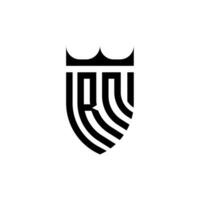rn couronne bouclier initiale luxe et Royal logo concept vecteur