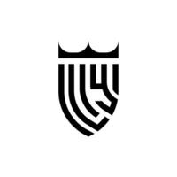 ly couronne bouclier initiale luxe et Royal logo concept vecteur