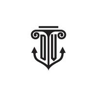 dv pilier et ancre océan initiale logo concept vecteur