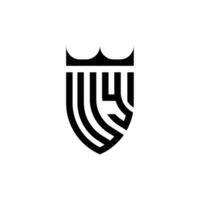 Wyoming couronne bouclier initiale luxe et Royal logo concept vecteur