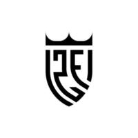zf couronne bouclier initiale luxe et Royal logo concept vecteur