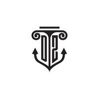 dz pilier et ancre océan initiale logo concept vecteur