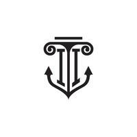 ii pilier et ancre océan initiale logo concept vecteur