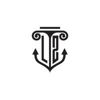 lz pilier et ancre océan initiale logo concept vecteur