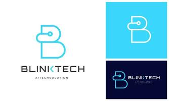 moderne Facile initiale lettre b avec numérique La technologie câble lien l'Internet lien logo conception vecteur