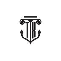 tx pilier et ancre océan initiale logo concept vecteur