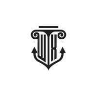 wx pilier et ancre océan initiale logo concept vecteur