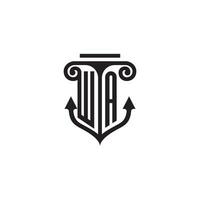 Washington pilier et ancre océan initiale logo concept vecteur