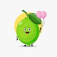 illustration d'un mignon personnage de citron vert portant un ballon vecteur