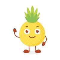 vecteur ananas fruit dessin animé personnage agitant main