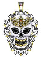 crâne pendentif mélanger ancien ensemble avec gemmes et diamant main dessin et La peinture faire graphique vecteur. vecteur