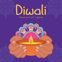 diwali affiche traditionnel Indien fête vecteur