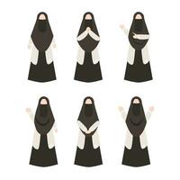 jeu de caractères de femme musulmane avec une pose différente vecteur