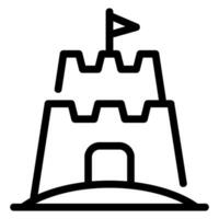 icône de ligne de château de sable vecteur