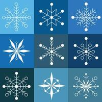 flocons de neige sur une bleu Contexte vecteur, flocons de neige dans carrés vecteur