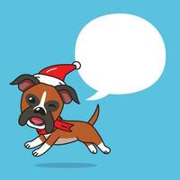 dessin animé boxeur chien avec Noël costume et discours bulle vecteur