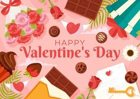 content la Saint-Valentin journée vecteur illustration sur février 14 avec cœur ou l'amour pour couple affection dans plat Valentin vacances dessin animé rose Contexte