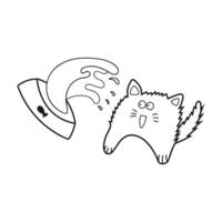 main tiré des gamins dessin vecteur illustration chat déversé Lait icône dans griffonnage style