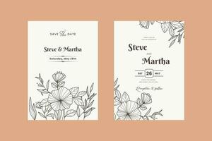 élégant dessiné à la main floral mariage invitation carte vecteur
