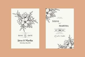 dessiné à la main floral mariage invitation carte vecteur