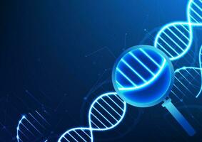 soins de santé La technologie grossissant verre cette permet visualisation de le structure biotechnologie représente La technologie biotechnologie des choses cette vivre à développer ou créer utile des produits. vecteur