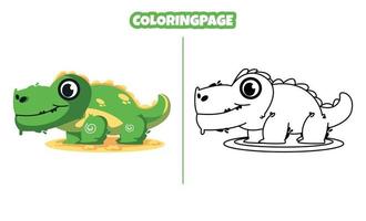 crocodile mignon avec des pages à colorier adaptées aux enfants vecteur