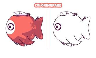 poisson mignon avec des pages à colorier adaptées aux enfants vecteur