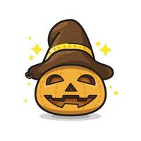 citrouille avec chapeau halloween illustration d'art en ligne mignon vecteur
