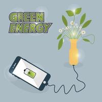 plantes de composition d'énergie verte chargées par smartphone vecteur