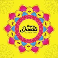 joyeux diwali salutations sur l'illustration vectorielle de luxe motif floral vecteur