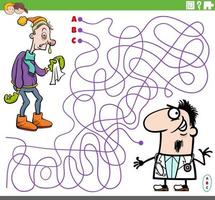 jeu de labyrinthe avec un docteur en dessin animé et un malade vecteur