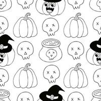 éléments de conception halloween dans le style de dessin à la main vecteur