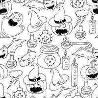 éléments de conception halloween dans le style de dessin à la main vecteur