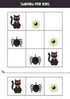 jeu de sudoku pour les enfants avec des images d'halloween. vecteur